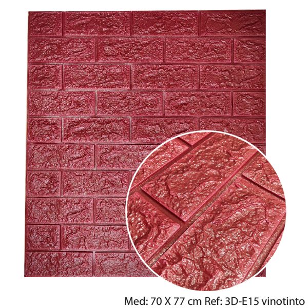 Adhesivo Para Pared 3D Ladrillo Vinotinto