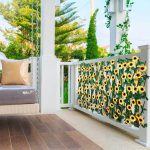 malla extendible de girasoles artificiales