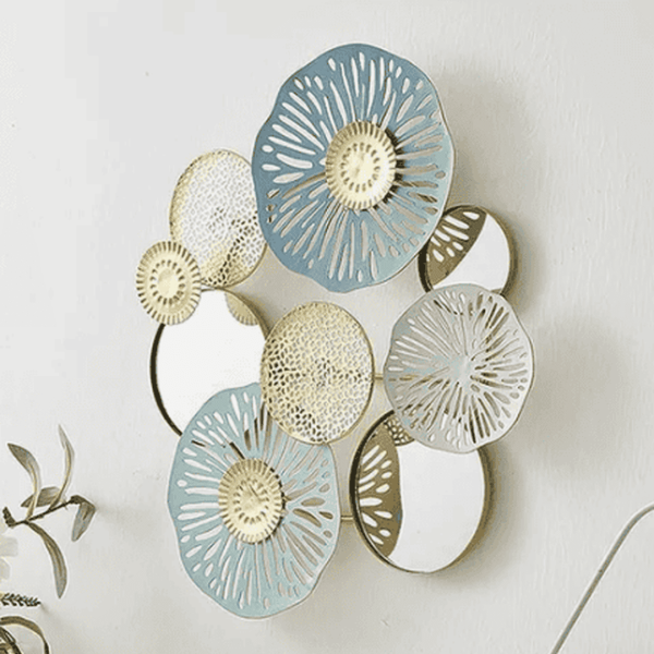 Cuadro Decorativo Floral Metálico con Espejos
