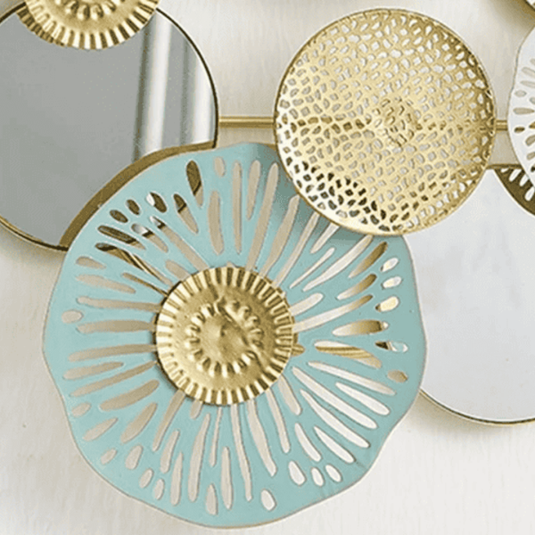 Cuadro Decorativo Floral Metálico con Espejosmmm