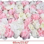 Medidas de follaje artificial blanco con rosado