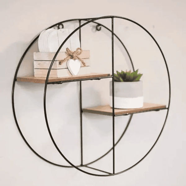 Repisa Decorativa Circular con Estantes de Madera