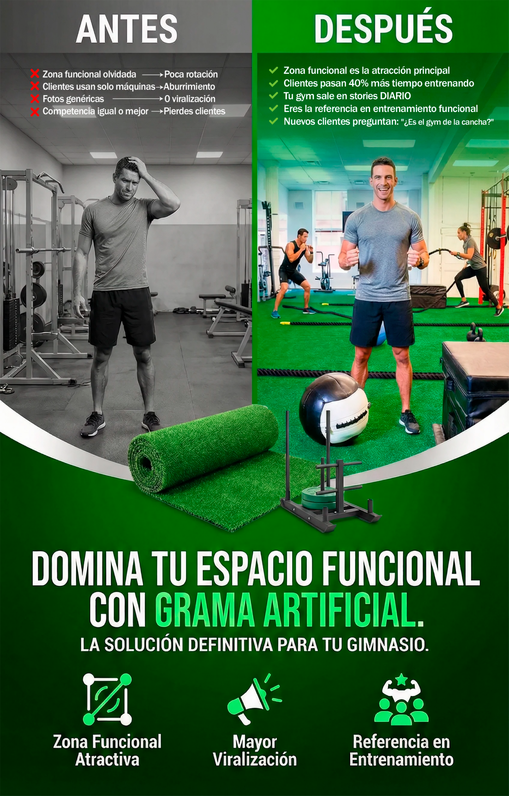ventaja de la grama artificial